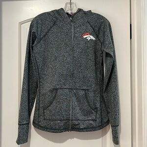 Denver Broncos Full Zip Hooded Black Gray Jacket NFL Size S